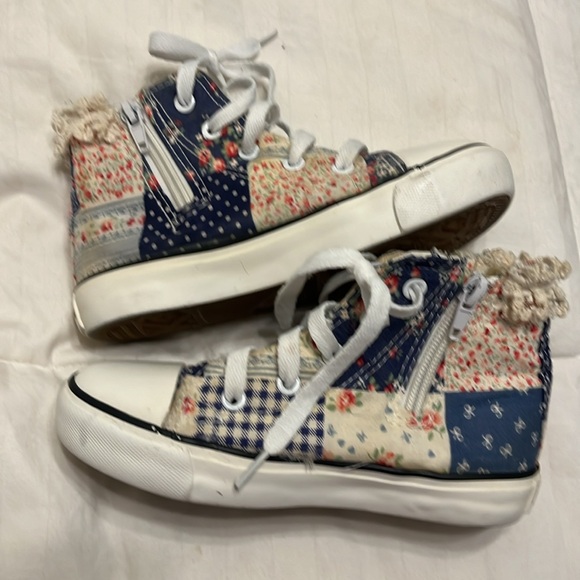 Yeeshow Girls High Top Patchwork Patch Sneakers Blue White 13 US / 30 Euro - Picture 6 of 8